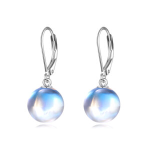 925 Sterling Silver Moonstone Drop Leverback Earrings Jewelry