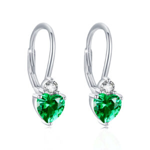 925 Sterling Silver Hypoallergenic Heart Zirconia Earrings Birthstone Jewelry