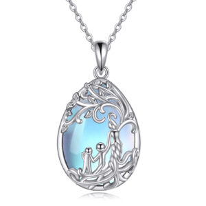 Sterling Silver Moonstone Tree of Life Mother Necklace Jewelry